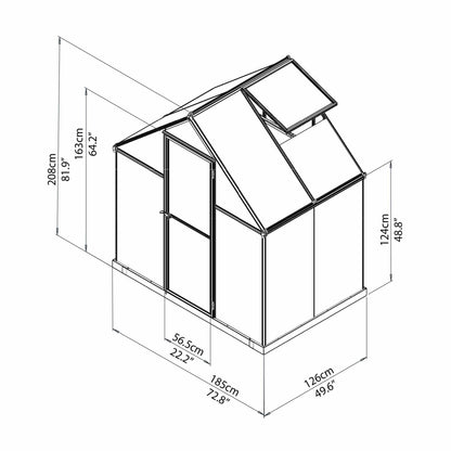 Palram - Canopia | Mythos Greenhouse Kit - 6 Ft Wide - Green With 4mm Twin-wall Polycarbonate Glazing - HG5005G