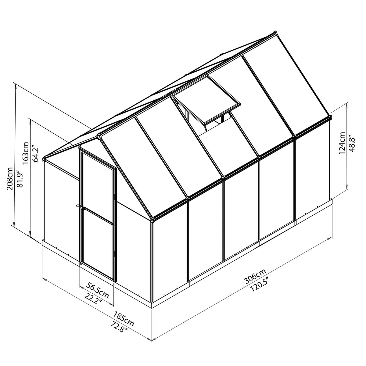 Palram - Canopia | Mythos Greenhouse Kit - 6 Ft Wide - Green With 4mm Twin-wall Polycarbonate Glazing - HG5005G