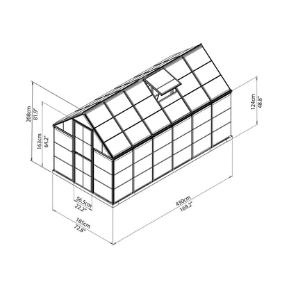 Palram - Canopia | Mythos Greenhouse Kit - 6 Ft Wide - Silver With 4mm Twin-wall Polycarbonate Glazing - HG5005