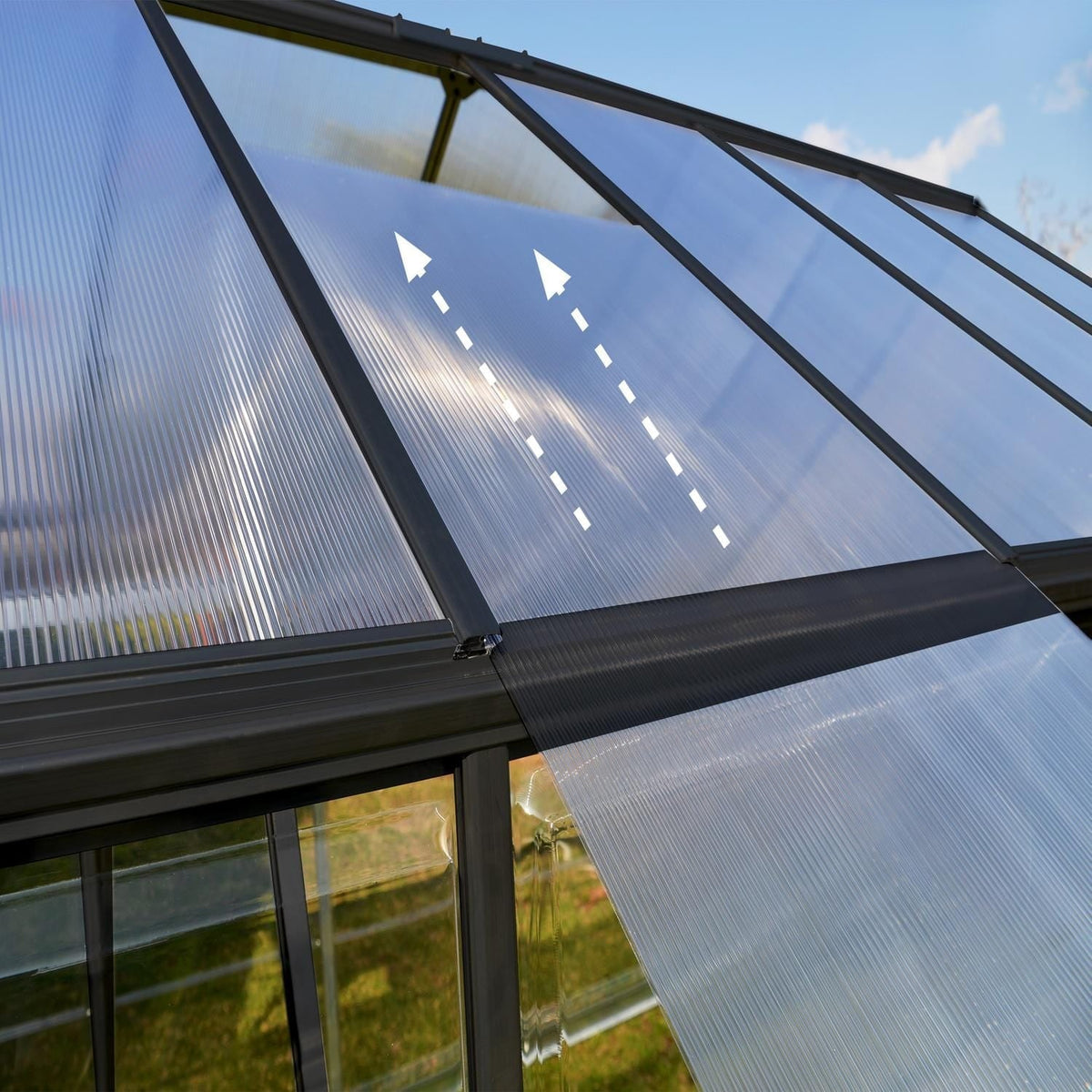 Palram - Canopia | 6x4 Ft Hybrid Greenhouse Kit - Gray With 0.8mm Polycarbonate Glazing - HG5504Y