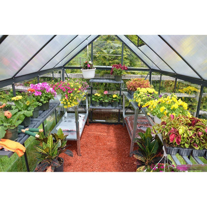 Palram - Canopia | 6x10 Ft Mythos Greenhouse Kit - Gray With 4mm Twin-wall Polycarbonate Glazing - HG5010Y