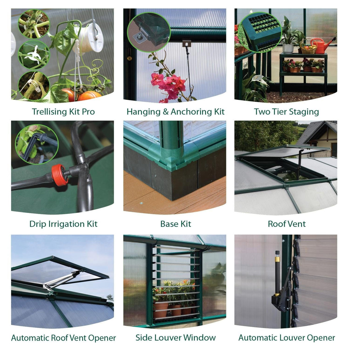 Palram - Canopia | Prestige 8x12 ft Clear Greenhouse Kit Package With 0.8mm Polycarbonate Glazing - HG7312C