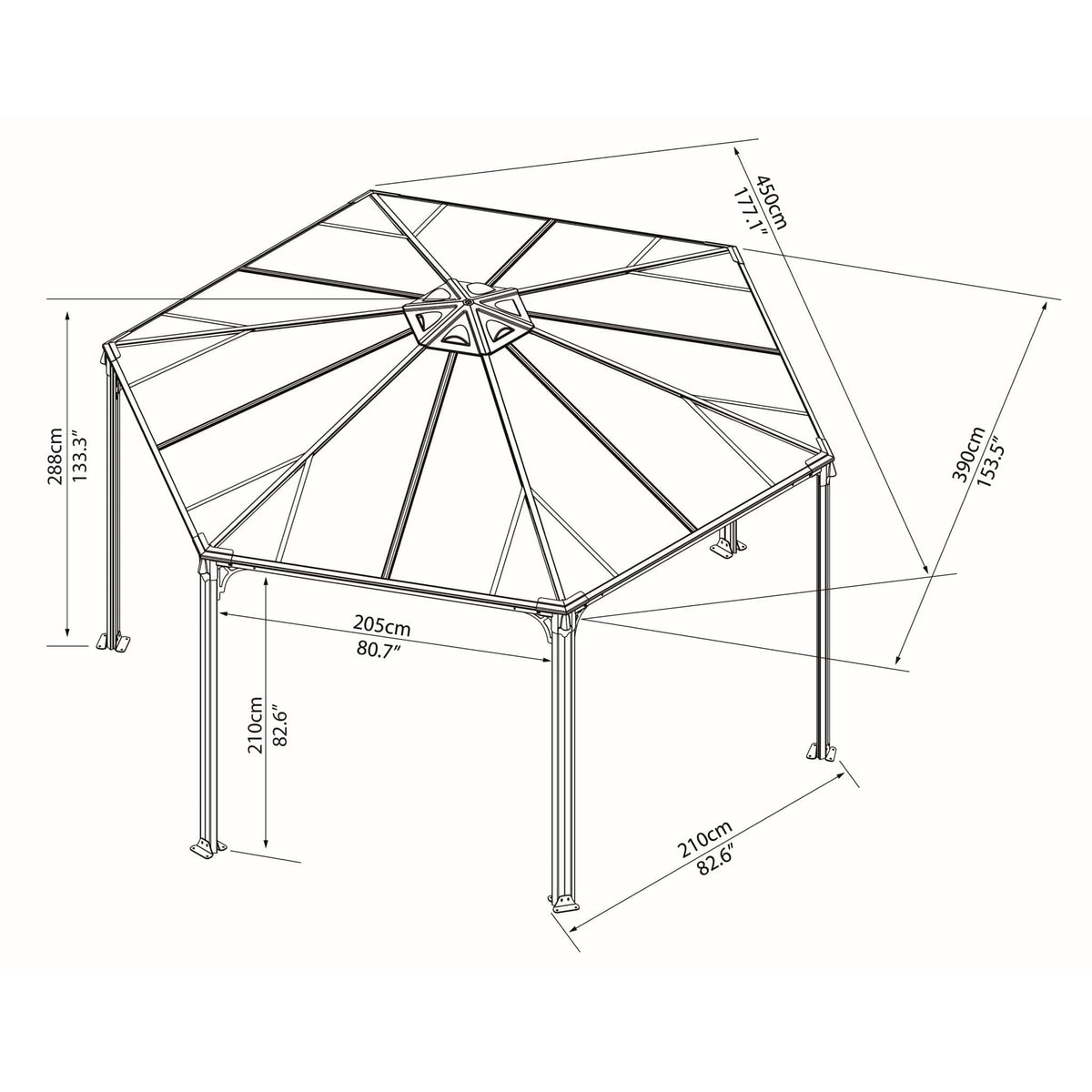 Palram - Canopia | Monaco Hexagon Garden Gazebo 13'X15' - HG9160