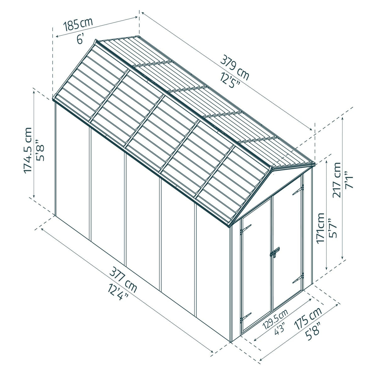 Palram - Canopia | Rubicon 6ft Ultra Durable Outdoor Storage Shed for Garden Dark Grey Series - HG9705GY