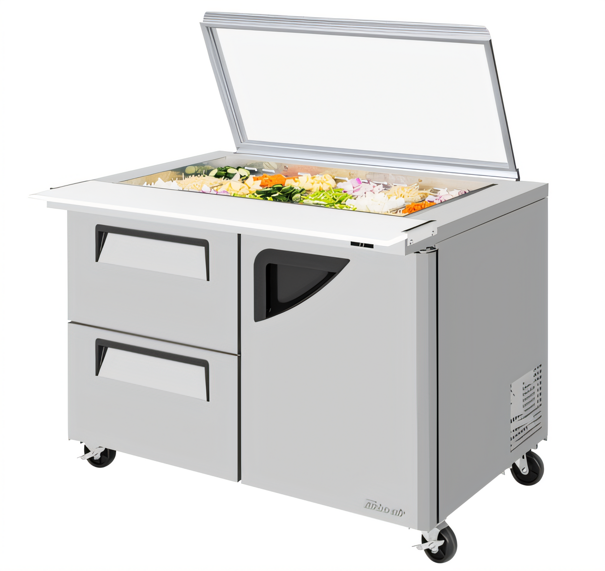 Turbo Air TST-48SD-18-D2R-N-GL Super Deluxe Refrigerated Prep Tables - TST-48SD-18-D2R-N-GL