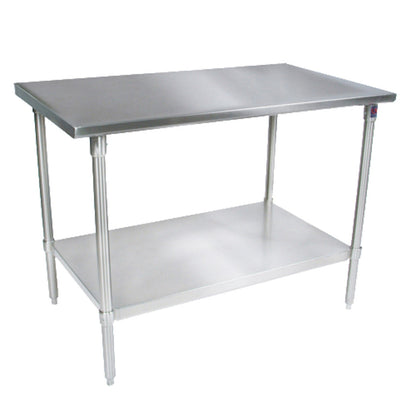 John Boos ST6-3060SSK 60"W x 30"D Stainless Steel Work Table, Adjust. Undershelf - JBST63060SSK