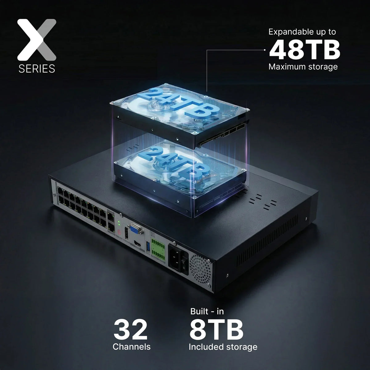 Lorex Connect X Series 4K 32-Channel Wired NVR System with X3 Bullet Security Cameras - 8TB (Cables not included)