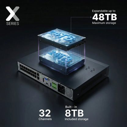 Lorex Connect X Series 4K 32-Channel Wired NVR System with X3 Bullet Security Cameras - 8TB (Cables not included)