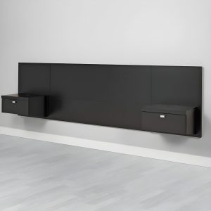 Prepac Floating Headboard with Nightstands in Black - Available in 2 Sizes - BHHQ-0520-2K