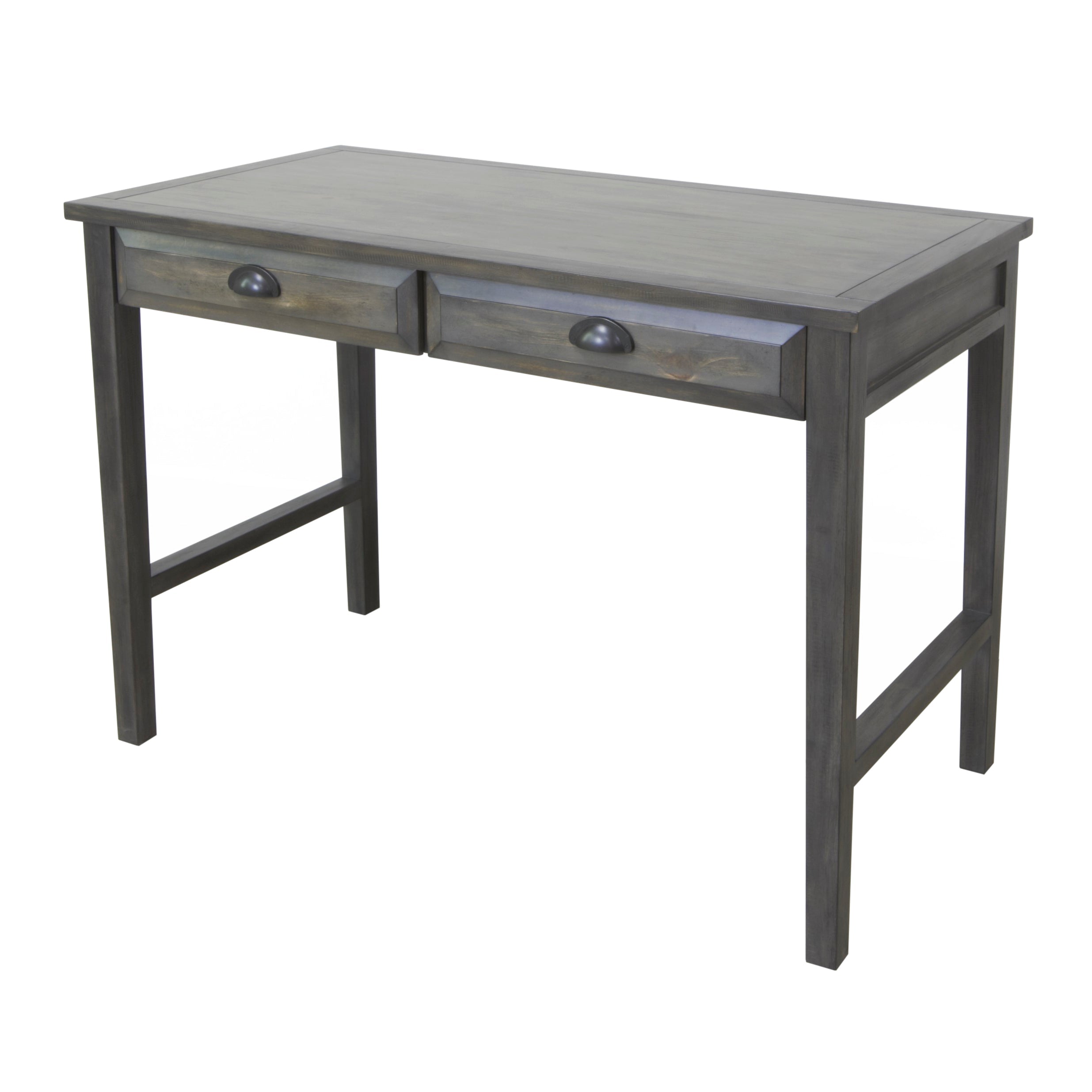 Crestview Collection Hawthorne Estate 44" x 22" x 30" 2-Drawer Rustic Wood Pine Accent Desk with USB Power In Gray Wash Finish - CVFVR8158