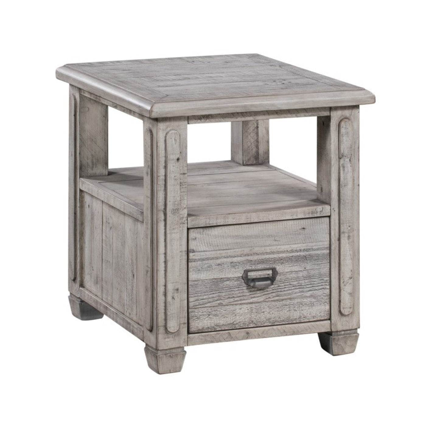 Crestview Collection Pembroke 21" x 23" x 24" 1-Drawer Occasional Plantation Recycled Pine Rectangle End Table In White Wash Finish - CVFVR8038