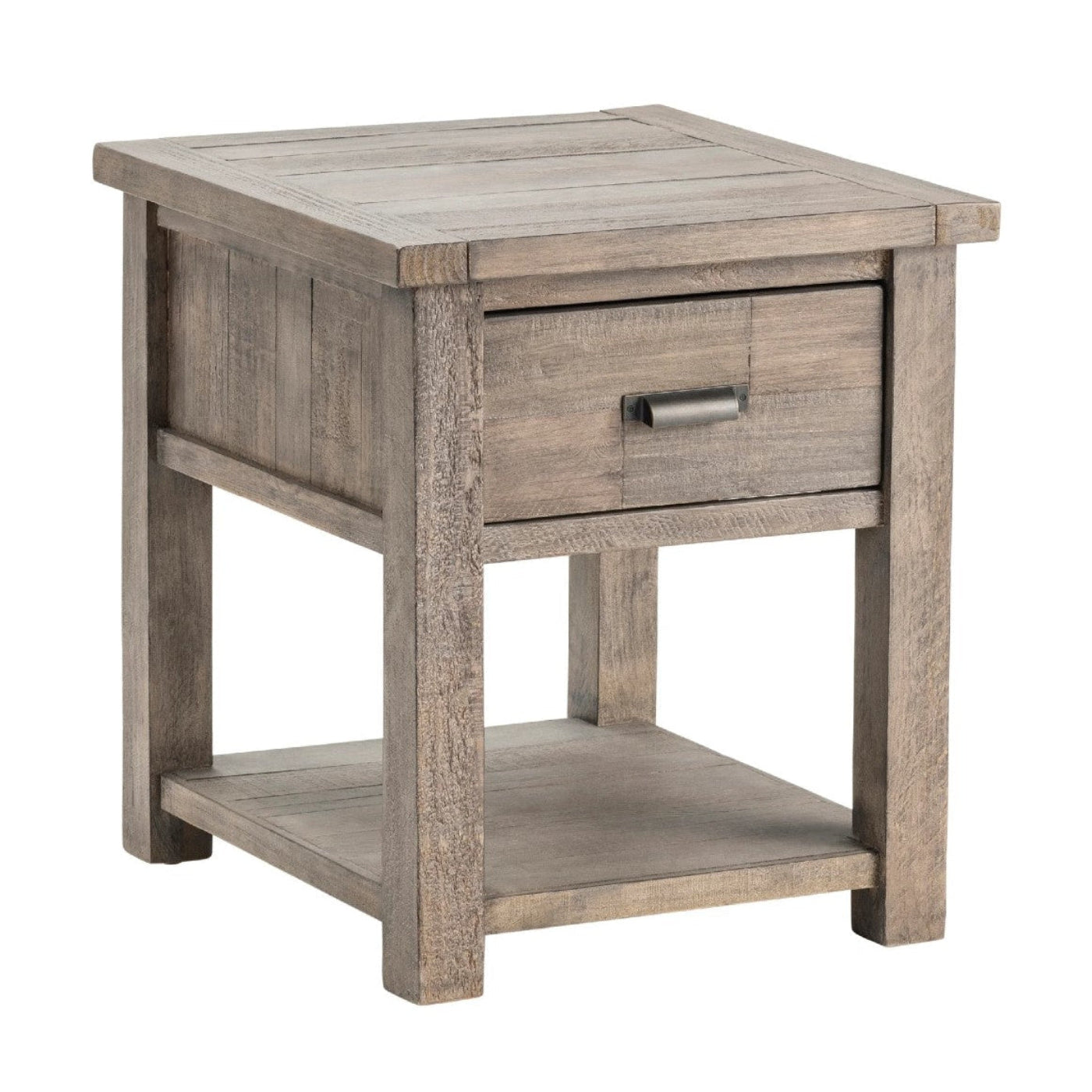 Crestview Collection Pembroke 21" x 23" x 24" 1-Drawer Rustic Plantation Recycled Pine Rectangle End Table In Distressed Gray Finish - CVFVR8026