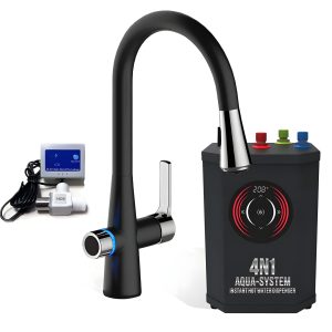 AquaNuTech 4N1 Aqua-System Contemporary Faucet with Hot Water Dispenser and Leak Detector New - 4N1CAS-CH