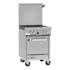 Southbend 24.25" S-Series Stainless Steel Gas Restaurant Range with (4) Open Burners, (1) Space Saver Oven, 147,000 Total BTU - S24E
