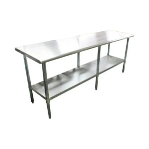 Thunder Group 84" Stainless Steel Flat Top Worktable with Rounded Edges - SLWT42484F