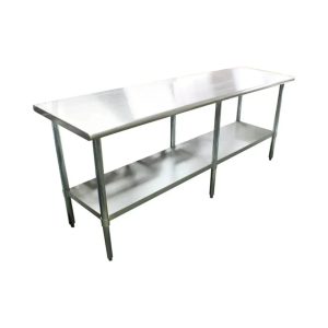 Thunder Group 96" Flat Top Worktable with Rounded Edges, Stainless Steel - SLWT42496F