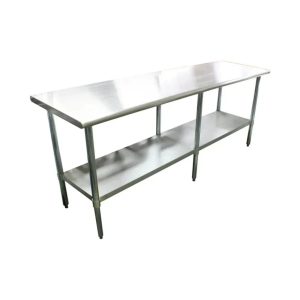 Thunder Group 96" Stainless Steel Flat Top Worktable with Rounded Edges - SLWT43096F