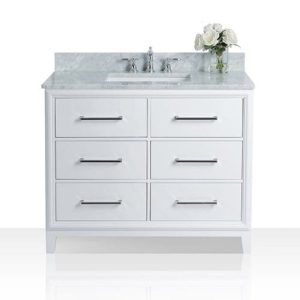 Ancerre Ellie Bathroom Vanity with Sink and Carrara White Marble Top Cabinet Set - VTS-ELLIE-42-W-CW