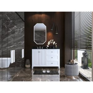 Ancerre Hannah Bathroom Vanity with Sink and Black Quartz Top Cabinet Set - VTSM-HANNAH-48-L-W-B