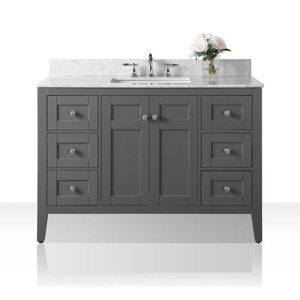 Ancerre Maili Bathroom Vanity with Sink and Carrara White Marble Top Cabinet Set - VTS-MAILI-48-W-CW