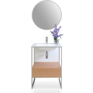 Ancerre Tory Bathroom Vanity with Solid Surface Top Cabinet Set with Mirror - VTSM-TORY-24-NW-MW
