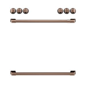 Café Front Control Electric Knobs and Handles - Brushed Copper - CXFCEHKPMCU-KT