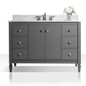 Ancerre Kayleigh Bathroom Vanity with Sink and Carrara White Marble Top Cabinet Set - VTS-KAYLEIGH-48-W-CW