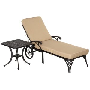 Outsunny Outdoor Foldable Lounge Chair and Side Table Set  - 84B-992BG